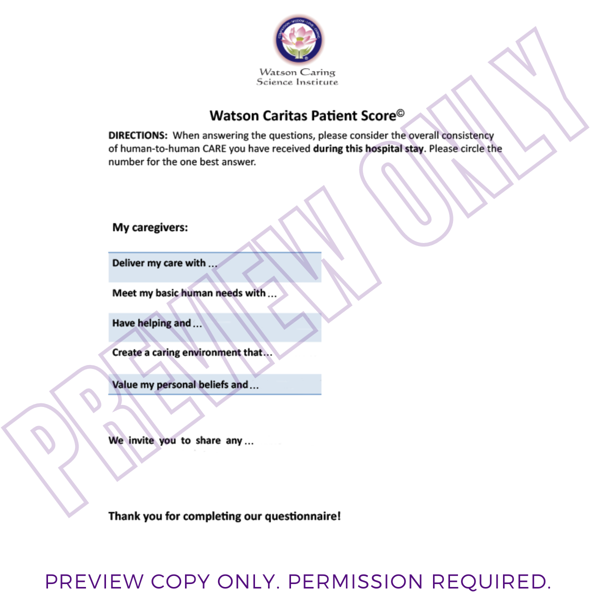 Watson Caritas Measures™